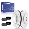 AutoShack Front Drilled & Slotted Brake Rotors Premium Ceramic Brake