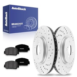 AutoShack Front Drilled & Slotted Brake Rotors Premium Ceramic Brake Pads | Replacement for 2017-2025 Honda CR-V 2023-2025 HR-V 1.5L 2.4L AWD FWD | Silver Coated | 6-PC Brake Kit | TurboGuard