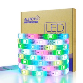 ALITOVE WS2815 WS2813 12V Addressable RGB LED Strip 5m 150 LEDs 12V WS2812B Programmable LED Pixel Rope Light Dual-Data Wires 4pin Dream Color LED Tape Waterproof IP65 for Decor Lighting Project
