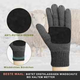 Migliore Wear Winter Gloves Men Women Non-Slip Grip Thermal Gloves Warm Wool Gloves for Cycling Driving Camping Hiking Fishing, gray