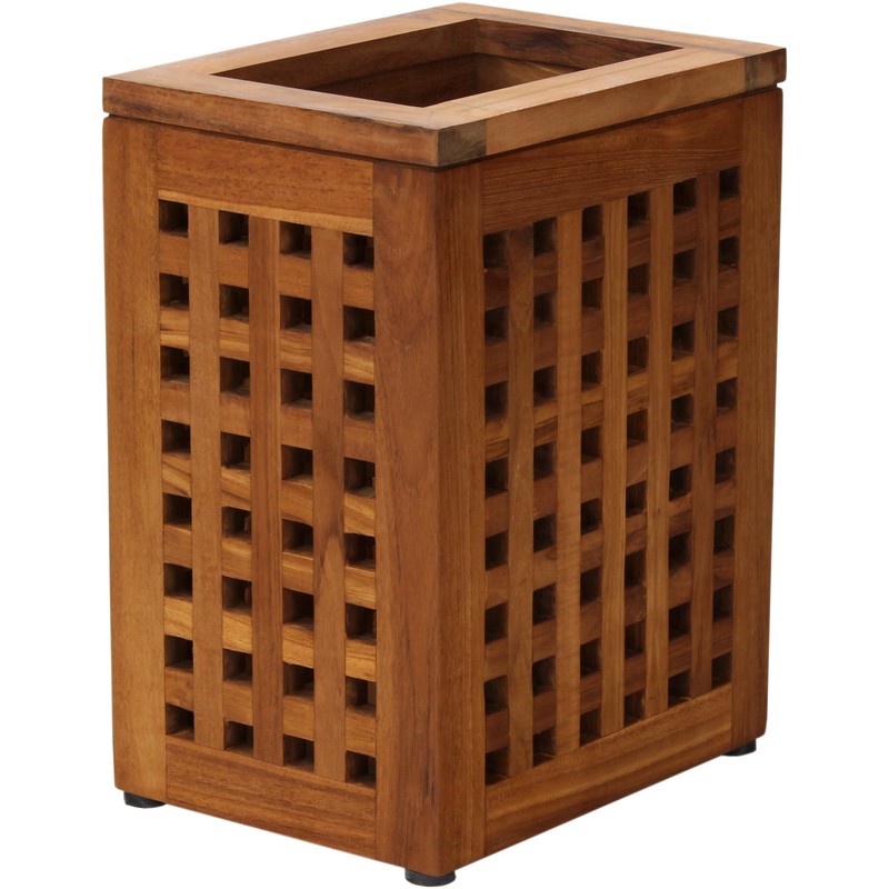 AquaTeak Grate Teak Waste Basket