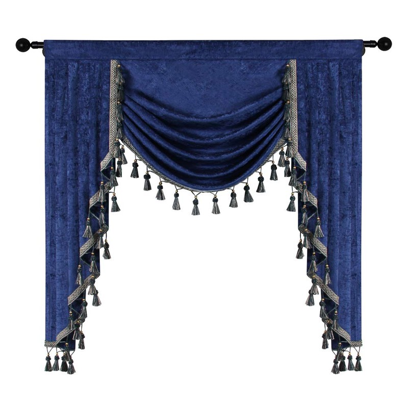 ELKCA Double-Sided Chenille Window Curtains Valance for Living Room Royal