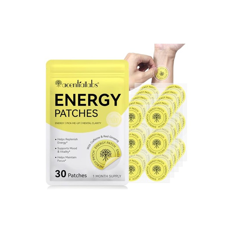 Arkture Energy Patches, Plant-Based Formula Patch with Caffeine, Red Ginseng,