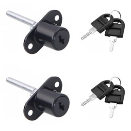 Pack of 2 Drawer Lock with Key Plunger Lock Cam Lock with Key Office Drawer Locks Sliding Door Lock Cabinet Lock for Sliding Door Drawer Black
