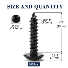 #10 x 3/4" Wood Screw 100Pcs Truss Head Phillips 18-8 (304) Stainless Steel Fast Self Tapping Screws Black Oxide by SG TZH