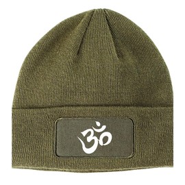 Kings Of NY Om Ohm Symbol Winter Knit Adult Beanie Hat Olive Green