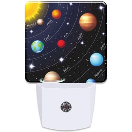 KXWQTRDD Solar System Planets Night Light Plug into Wall,Night Lights with Dust to Dawn Sensor,Auto Turn on and Off,Glow Nightlight for Bathroom,Bedroom,Kitchen,Stairs,Hallway