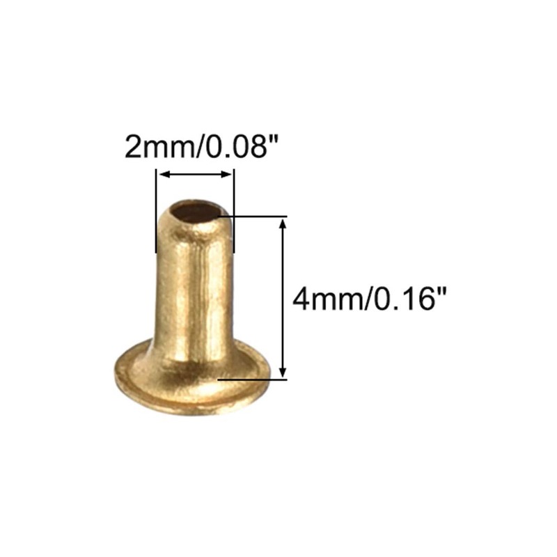 sourcing map Hollow Rivet,2mm x 4mm Through Hole Copper Hollow