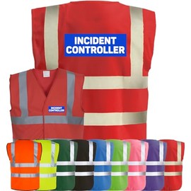 Corporate Togs INCIDENT CONTROLLER Printed High Visibility Waistcoat - Safety Vest Tabard, Health & Safety Compliant, 2 Band & brace Hi-Vis Strips | Personal Protective Equipment