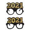 SWYOUN 2PCS 2021 Gold Glitter Eyeglasses Happy New Year's Eve