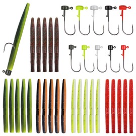Ned Rig Jig Heads Worm Lures Kit Ned Rig Baits Finesse Shroom Jig Head Hooks Stick Baits Soft Plastic Lures Kit for Bass Fishing