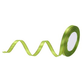 MECCANIXITY 3/8 Inch 25 Yard Wide Satin Ribbon with Gold Edges Border Grosgrain Fabric Ribbon for Gift Wrapping Wedding Bouquet, Army Green