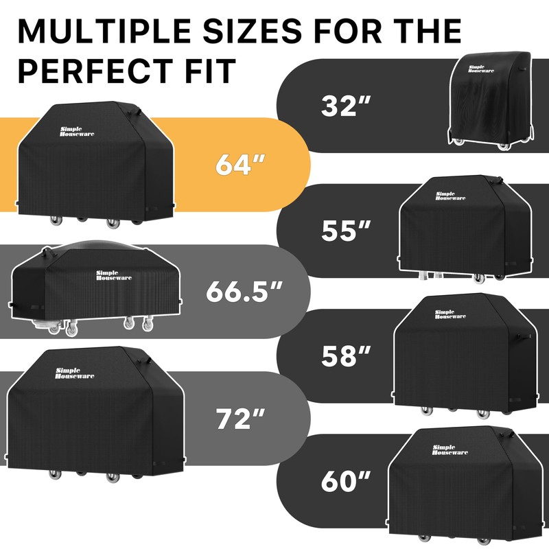 Simple Houseware 64 in. Heavy-Duty BBQ Gas Grill Cover, 600D