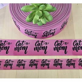 Unbranded 7/8 & 1.5" (1 YD) Cat Mom Grosgrain Ribbon Cat Feline Cat Lover Ribbon - 1 1/2"