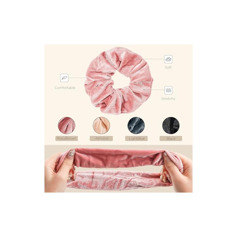 Lolalet Scrunchies Velvet Gomas para el Pelo