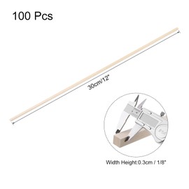 sourcing map 100pcs Wood Sticks, 1/8"x 1/8" x 12" Rectangle Wooden Cube Wood Square Dowel Rods for DIY Arts Decoration, Crafts Whittling, Hand Carved