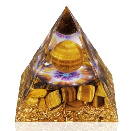 Hopeseed Orgone Pyramid for Positive Energy, Orgonite Tiger's Eye Stones Healing Crystal Pyramids for Reduce Stress Chakra Reiki Healing Meditation Attracts Wealth, Prosperity and Success