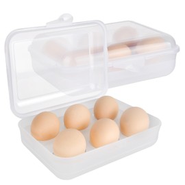 Elesunory 2 Pack Egg Container, Shockproof Camping Egg Holder, Clear Egg Container For Refrigerator, Leakproof Egg Holder for Camping Picnic Travel Outdoor, Portable Egg Carriage for Tray(6 Gird)