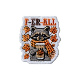 SANSFIUS Feral Girl Fall Raccoon Patch, Sarcastic Animal Pumpkin Size 3 Inches Iron On Embroidery Patches for Hats Clothes Backpacks Jeans, DIY Sew On Patches, Fabric Patches, Autumn Gift for Boy Girl