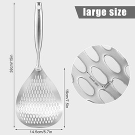 Large Stainless Steel Strainer Large Colander Spoon Skimmer Slotted Spoon with Hanging Holes and Handle Skimmer Strainer for Kitchen Cooking and Frying Draining (Sliver)