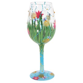 Enesco Designs by Lolita Firefly Hand-Painted Artisan Wine Glass, 15 Ounce, Multicolor