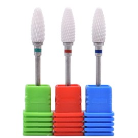 MIBICIRI 3 Pcs Ceramic Nail Drill Bits Set,3/32 Inch Acrylic Nail File Drill Bit,Manicure Pedicure Drill Bits,Grinding Head For Manicure Pedicure Cuticle Acrylic Nail Polishing (Tirch Top)