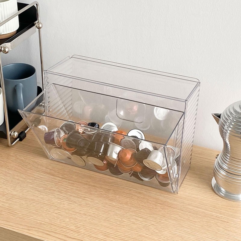 NINEWEEN Clear Dishwasher Detergent Pod Holder for Kitchen Cabinet, Plastic