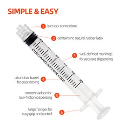 TIKAPLAS Disposable 3ml Syringe 25 Gauge 1 Inch Lab Dispensing Supplies, Individually Packaging, Pack of 25