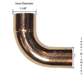 Libra Supply 1 inch 90-Degree Long Turn Street Copper Elbow, FTG x C, (click in for more size options), 1'', 1-inch Copper Pressure Pipe Fitting Plumbing Supply