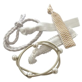 HAARallerliebst Hair Scrunchies Bracelets (Pack of 5) with Box for Storage (White - White)