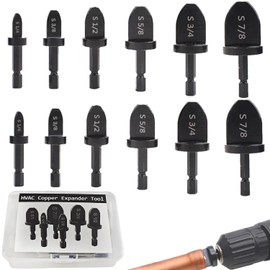 12PCS HVAC Swage Tool Copper Pipe Expander Set - Manual Swaging Tool Kit with Bit Holders, HVAC Hand Tools for Air Conditioner Copper Tubing 1/4'', 3/8'', 1/2'', 5/8'', 3/4'', 7/8''