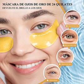Parches para Ojos de 30 Pares, Parches para Contorno, Máscaras de Colágeno de 24K en Polvo de Ojos, Antienvejecimiento, para Alivio Arrugas, Ojeras,  