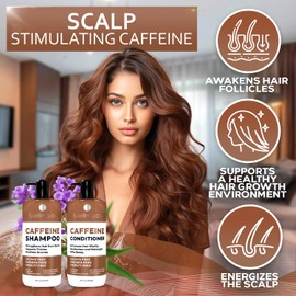 BELLISSO Caffeine Shampoo and Conditioner Set - Volumizing Products for Women and Men - Thickening, Volume Boosting Formula for Thinning and Fine Hair - Sulfate Free, No Parabens - Hydrating, Salon Grade