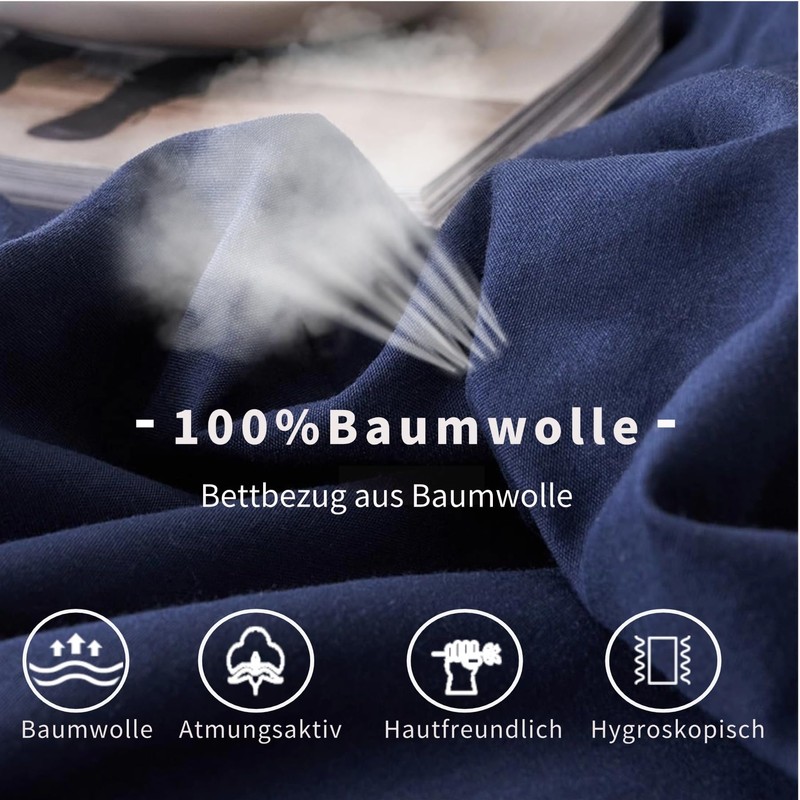 Gezu Bed Linen 135 x 200 cm Cotton Navy Blue