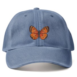 Purple Print House Embroidered Butterfly Vintage Dad Cap Hat Embroidery Baseball Cap Men Women Unisex Gifts, One Size, Light Denim