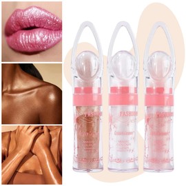 Polvo de Hadas Iluminador Maquillaje Brillo Corporal y Facial Rubor Natural Tridimensional Rostro Brillante Grlitter 3 Tonos Diferentes (3)