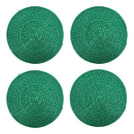 Treasure Co Trio Round Braided Woven Christmas Placemats (4 Pack, Green, 15 in dia) Non-slip