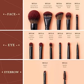 Jessup - Juego de 13 brochas de maquillaje profesionales veganas para base, polvos, contorno, rubor, resaltador, sombra de ojos, difuminado, corrector