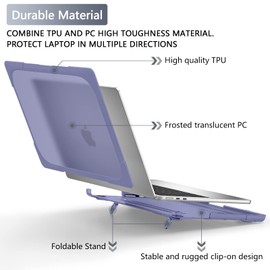 Batianda for M4 MacBook Air 13.6 inch Case 2025 2024 2022 Release Model A3240 A2681 M2 A3113 M3, Heavy Duty Shockproof Protective Hard Shell with Fold Kickstand & Keyboard Cover, Lavender Grey