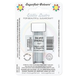 Sugarflair Silver Sparkle Edible Lustre Dust, Add a Lustrous Shine to Cakes or Decorations. Brush On or Add Rejuvenator to Create Eye-Catching Edible Paint, Gives Shine to Your Bakes - 2g