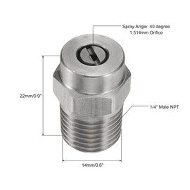 uxcell 2Pcs Pressure Washer Tip 1/4" Male NPT Threaded Spray Nozzles Stainless Steel for Water Gun Water Broom and Undercarriage Cleaner (40 Degree, 1.514mm Orifice)