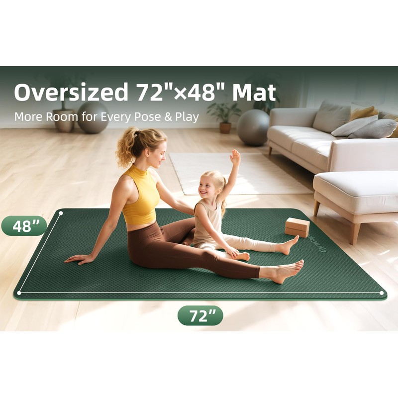 GymCope Extra Large Yoga Mat – 72"x48" or 78"x57", Non-Slip
