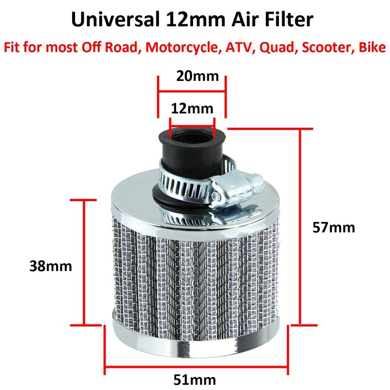 MOCNT 2 Stück Auto Luftfilter 12mm Auto Luftansaugfilter Universal Turbo