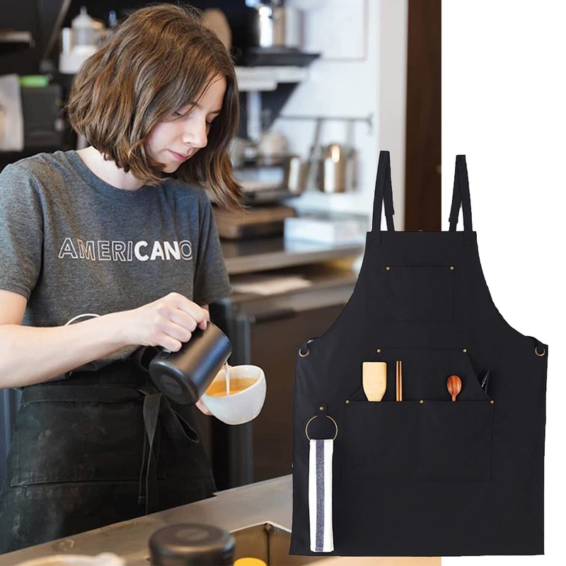 Muulaii Canvas Chef Apron, Cross Back Apron for Men Women