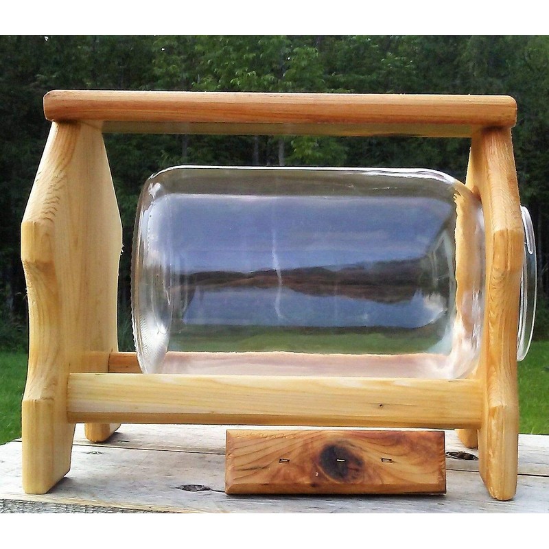 Table Top or Ground Gallon Glass Jar Squirrel Feeder Cedar