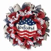 Patriotic Welcome Wreath with Wood Look Gray Background Handmade Deco