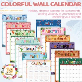 GuassLee Extra Large Wall Calendar 2025-2026, 19-Month Vertical Wall Calendar 2025, Jun. 2025 to Dec. 2026, 17" X 22" Paper Hanging Planner with Thick Paper Spiral Bound for Office Home Organizing