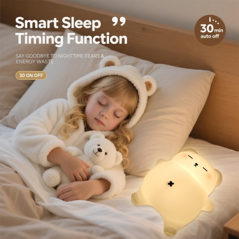 MAGOHMT Squishy Night Light for Kids, Bear Silicone Night Light
