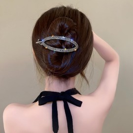 Rhinestone Oval Hair Clips Metal Spring Crystal Hair Barrettes for Women Girls Thick Thin Styling Hair Accessories
