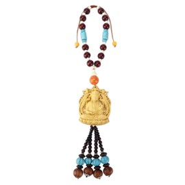 Buddha Decor Lucky Compact Attractive Decorative Yellow Boxwood Car Ornament for Interior Suspension